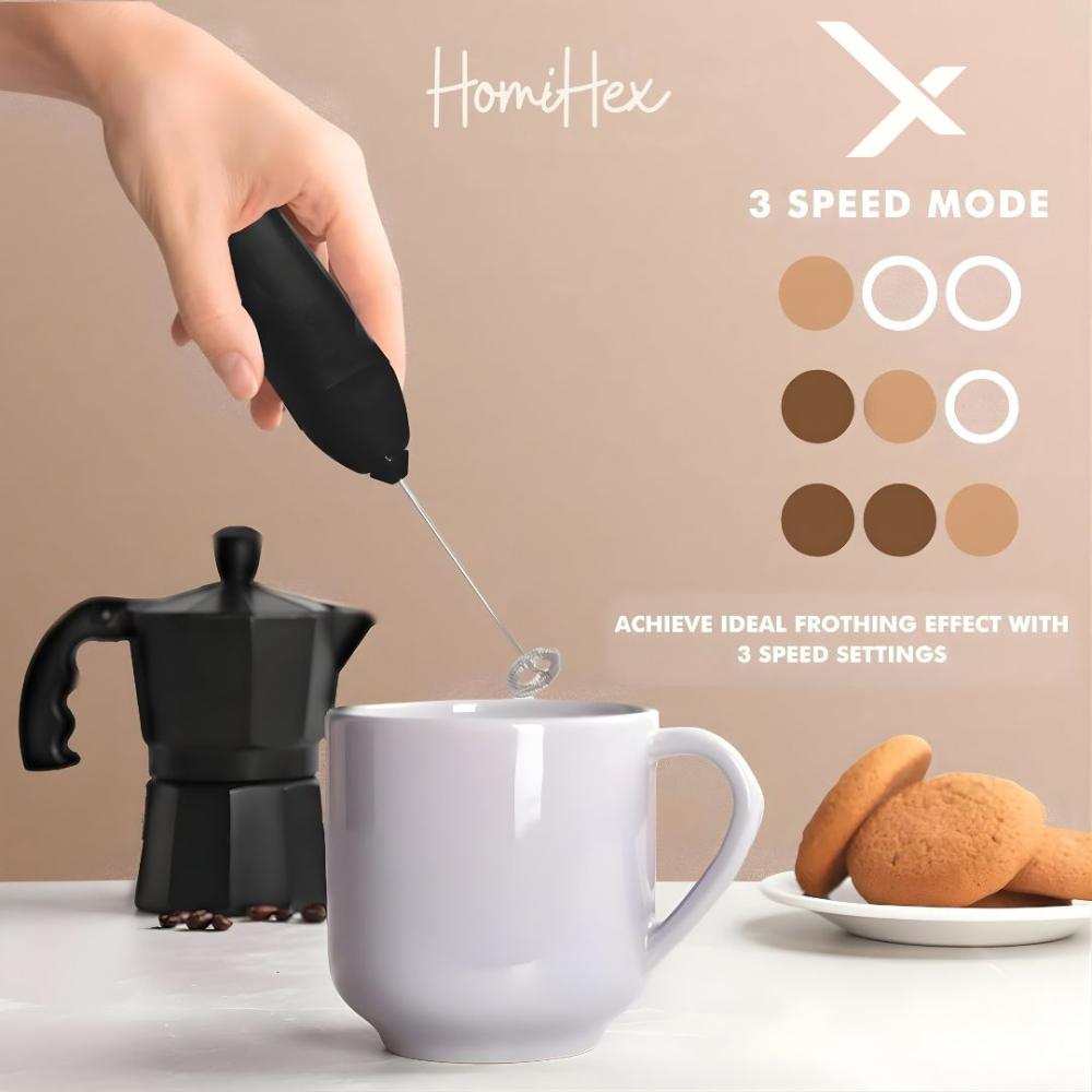 HomiHex 2-in-1 Electric Coffee Beater & Egg Whisk