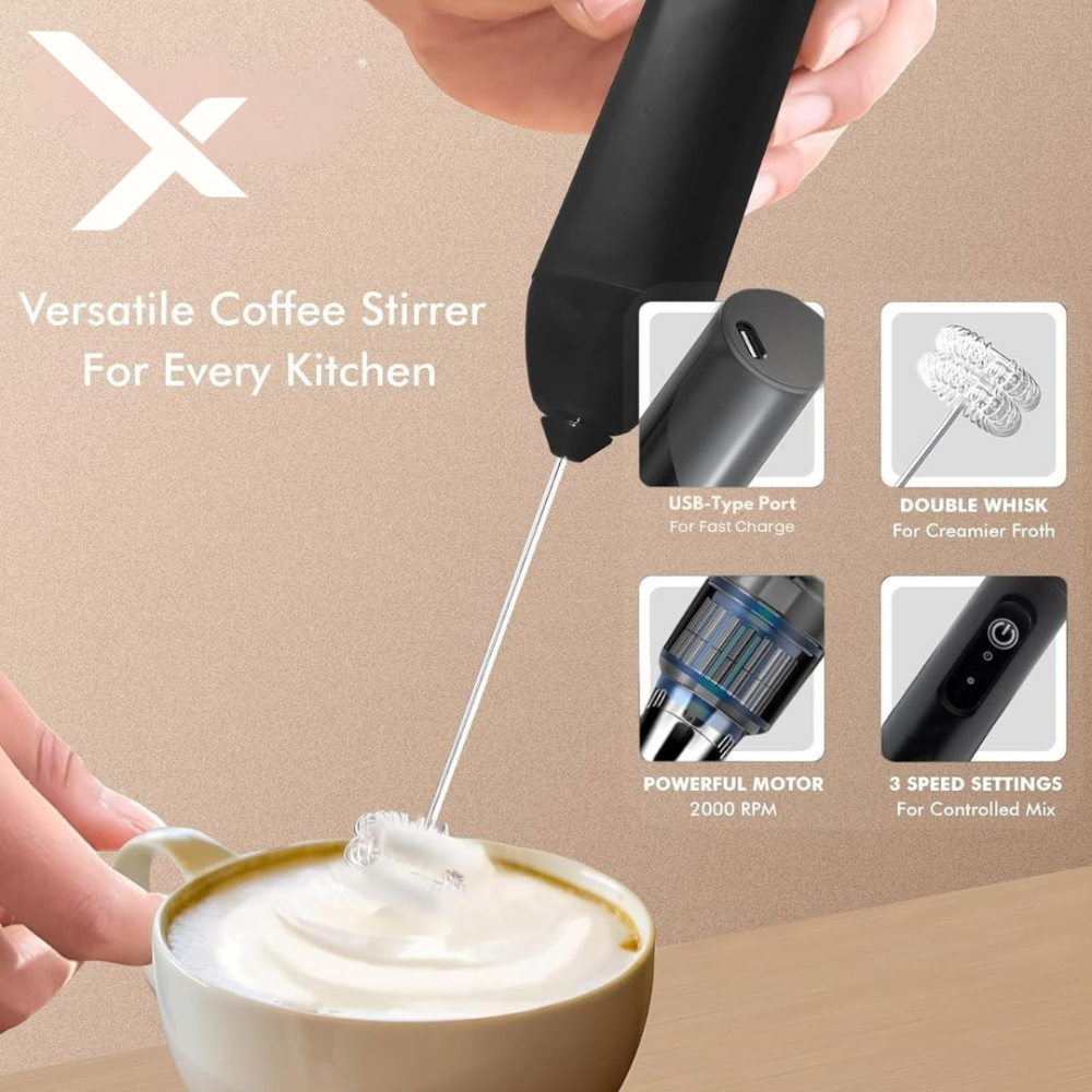 HomiHex 2-in-1 Electric Coffee Beater & Egg Whisk