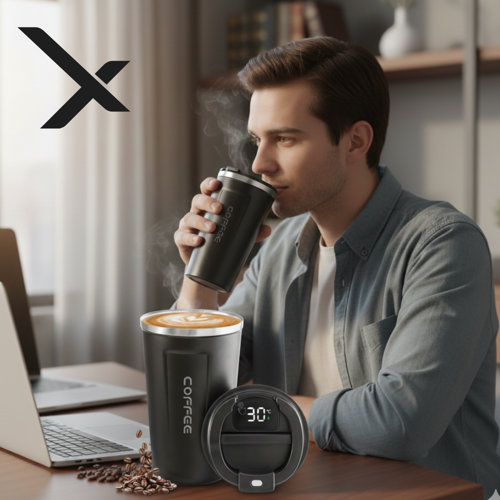 HomiHex Smart Temperature Display Coffee Mug – 510ml Insulated Stainless Steel Travel Mug