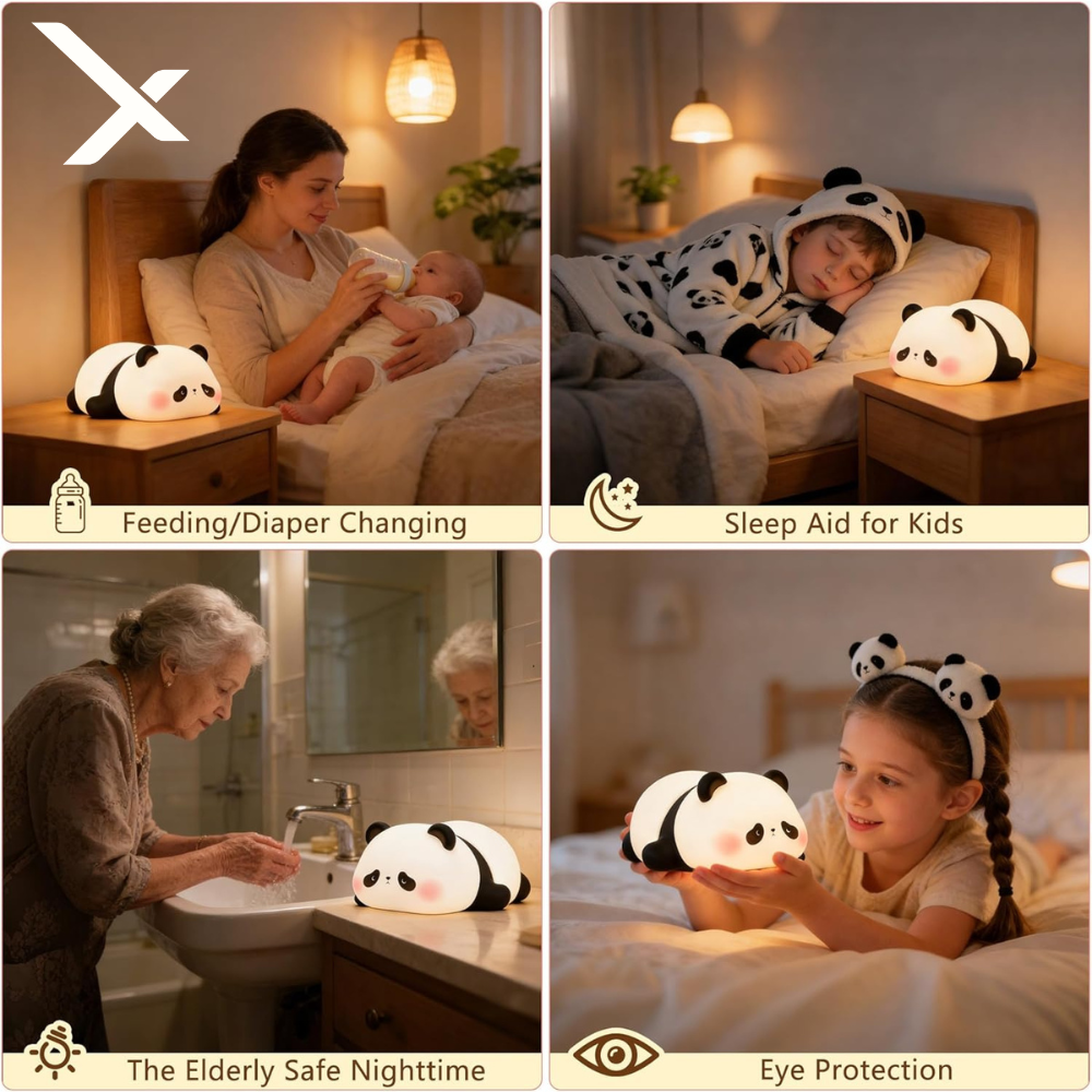 HomiHex Silicone Panda Night Lamp – Premium Soft Glow Light