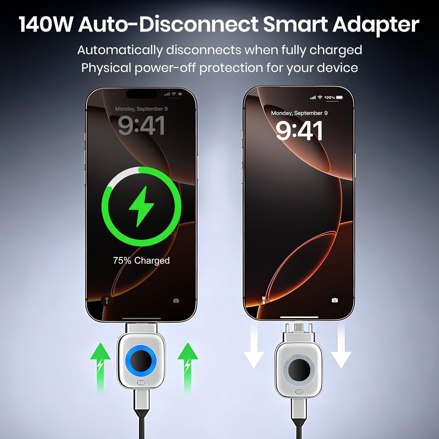 HomiHex Auto Stop Charging Adapter — Anti-Overcharge Phone Battery Protector